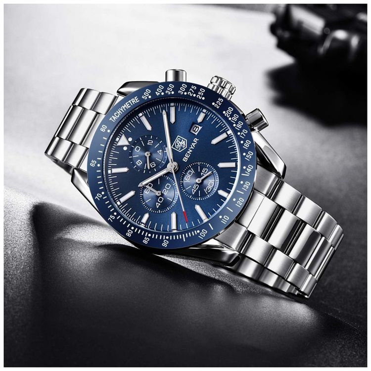 BENYAR-BY-5140S-Silver-Blue-Relogio-Masculino-Analogico-foto-3