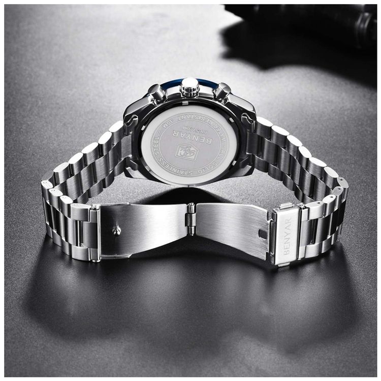 BENYAR-BY-5140S-Silver-Blue-Relogio-Masculino-Analogico-foto-4
