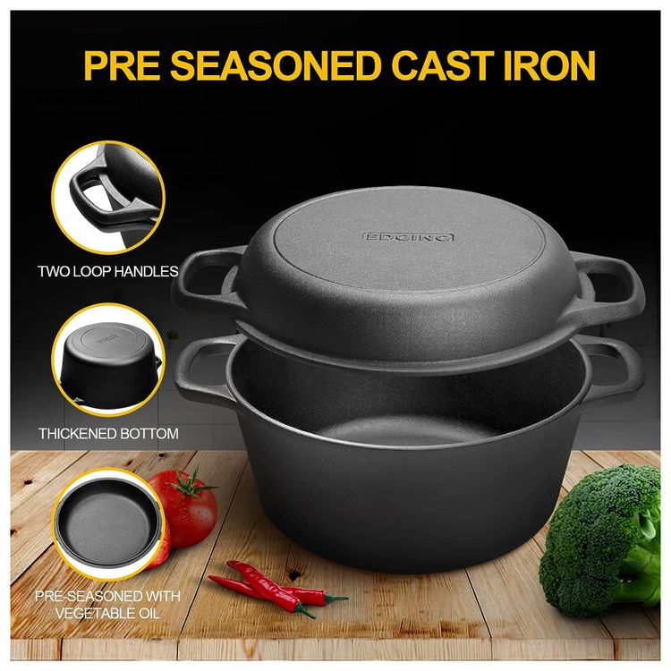 EDGING-CASTING-Panela-de-Ferro-Fundido-2-em-1-Capacidade-foto-4