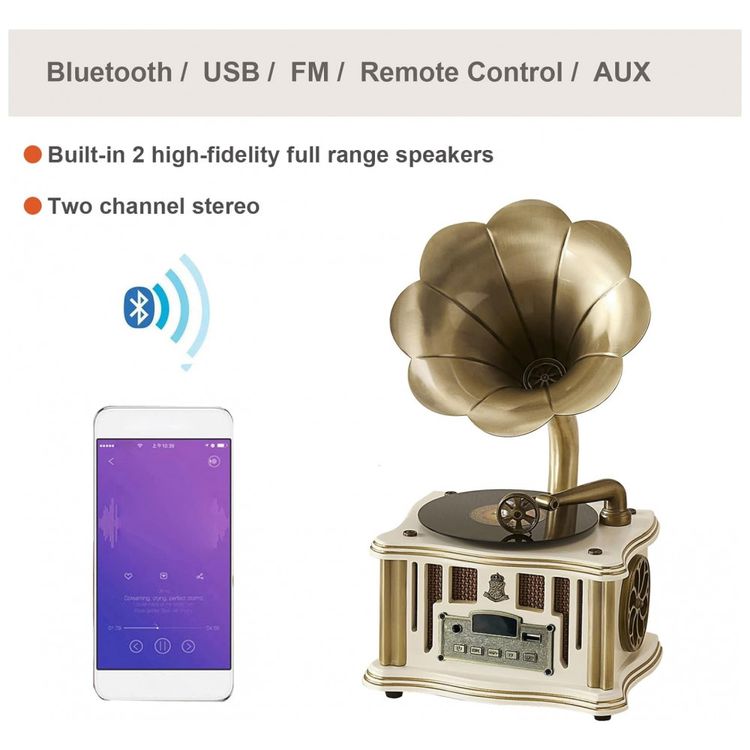 Gramofone-Toca-Discos-Retro-com-MP3-Bluetooth-e-USB-110V-foto-2
