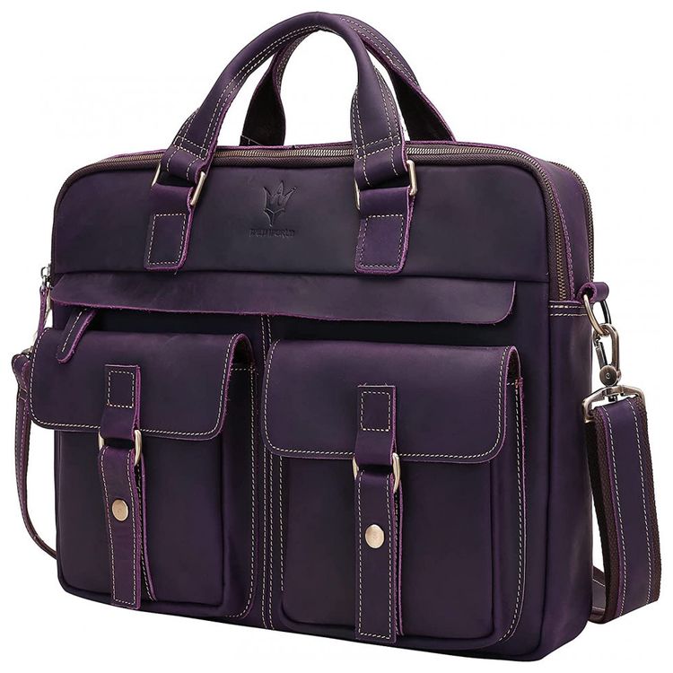 WILD-WORLD-Bolsa-Pasta-de-Couro-Masculina-para-Laptop-Roxa-foto-0