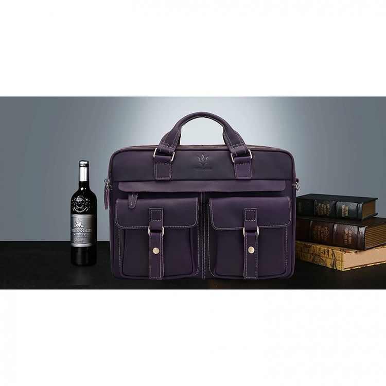 WILD-WORLD-Bolsa-Pasta-de-Couro-Masculina-para-Laptop-Roxa-foto-1