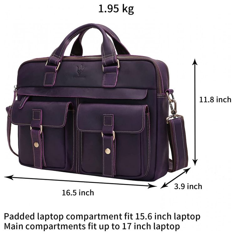 WILD-WORLD-Bolsa-Pasta-de-Couro-Masculina-para-Laptop-Roxa-foto-5