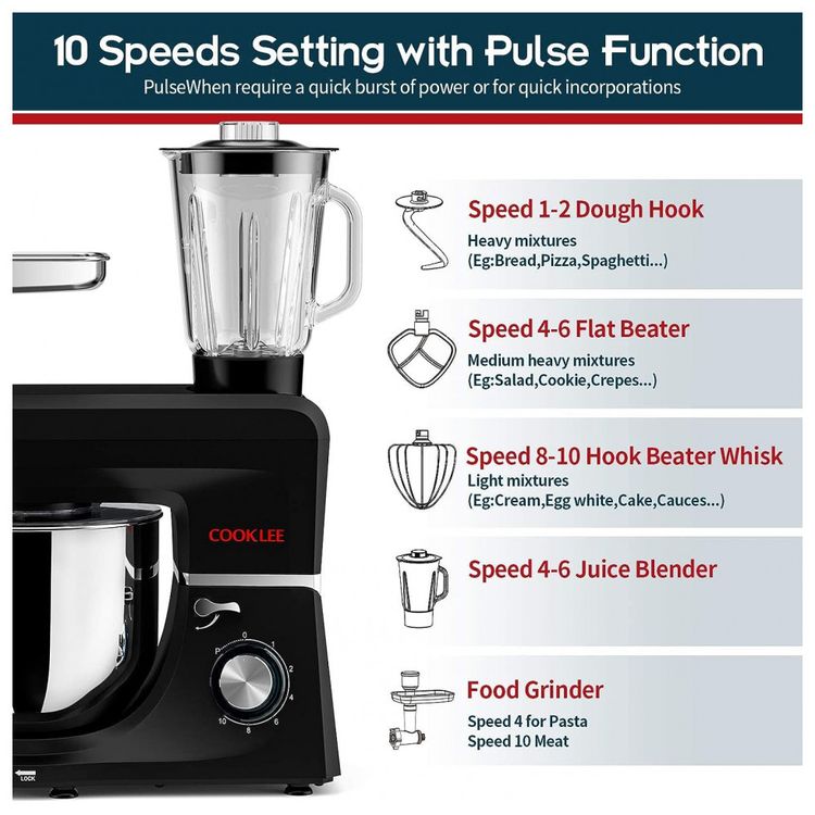 COOKLEE-SM-1507BM-Batedeira-de-Bancada-8.5L-com-10-foto-2