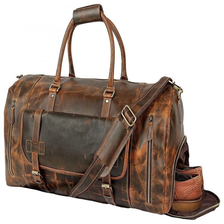 Tuzech-Bolsa-de-Viagem-Masculina-Classica-de-Couro--Marrom-foto-0