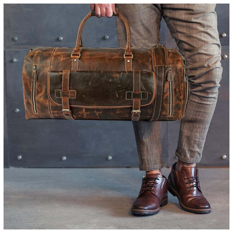 Bolsa-de-Viagem-Masculina-Classica-de-Couro-TUZECH-Marrom-foto-4