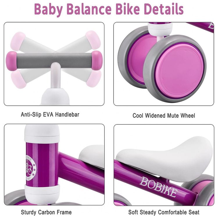 Bicicleta-sem-Pedal-Infantil-para-Bebes-de-1-a-3-anos-Roxa-foto-2