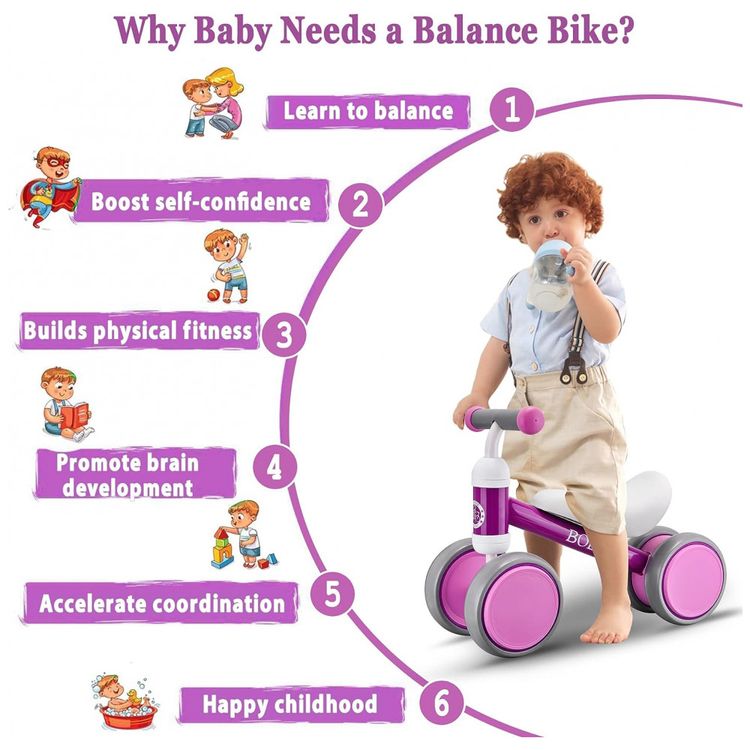 Bicicleta-sem-Pedal-Infantil-para-Bebes-de-1-a-3-anos-Roxa-foto-3