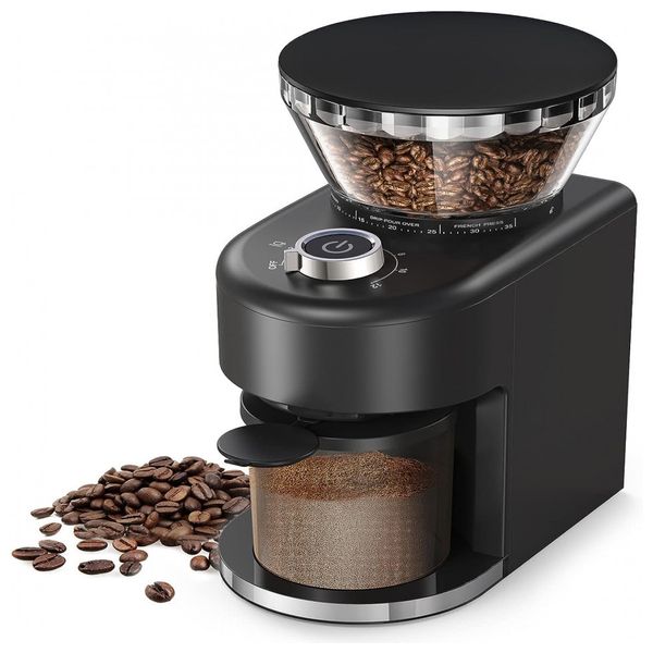 Moedor de Café e Grãos Elétrico Profissional 130g, Aço Inoxidável, 110V, Preto