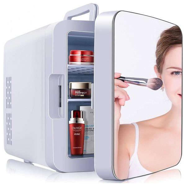 Mini Geladeira para Skincare 4 Litros com Espelho, 12V, Branca, 110v, LOREAD, Branco