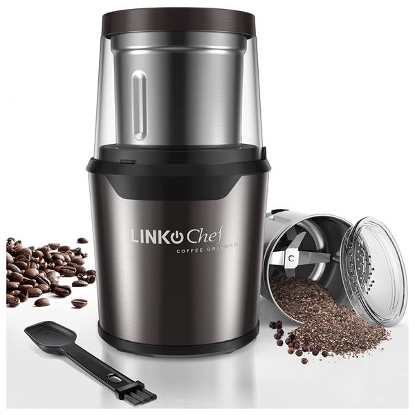Coffee CG 8420 Moedor de Café e Grãos Elétrico Profissional 50g, Aço Inoxidável, 110v, LINKCHEF, Marrom