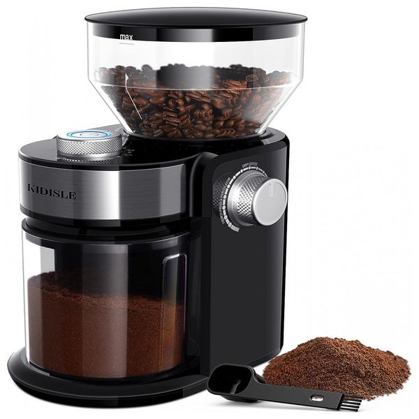 KIDISLE CG648B Moedor de Café e Grãos Elétrico Profissional 354g, Aço Inoxidável, 110V, Preto