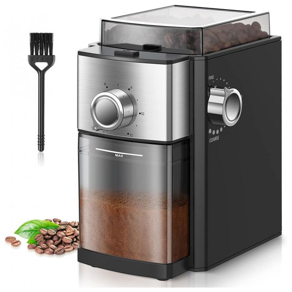 CHEFFANO BG701B Moedor de Café e Grãos Elétrico Profissional 260g, Aço Inoxidável, 110V, Preto