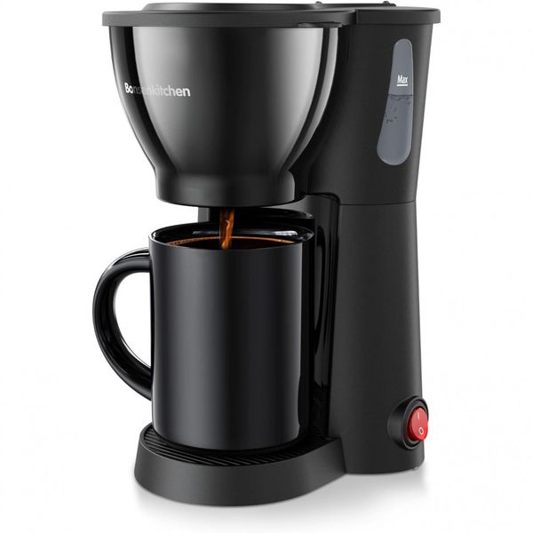 Bonsenkitchen Cafeteira Programável 1.4L com Tela LCD, Aço Inox, 900W, 110V, Prata