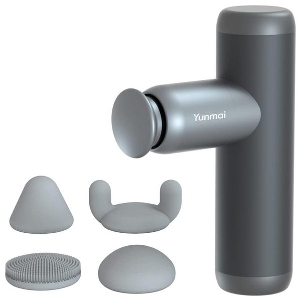 Massageador Pistola Elétrico Profissional Sem Fio 4 Acessórios, YUNMAI, Preto