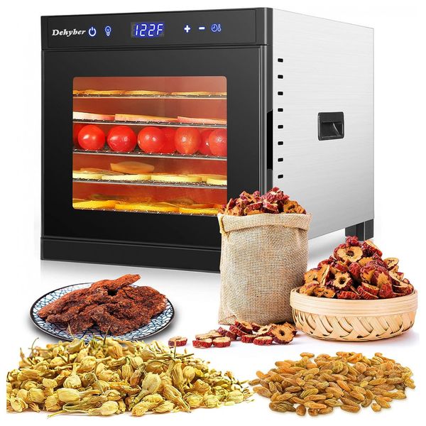 Dehyber Máquina Desidratadora de Alimentos com 8 Bandejas, Painel Digital de Controle, 600W, 110V, Preta