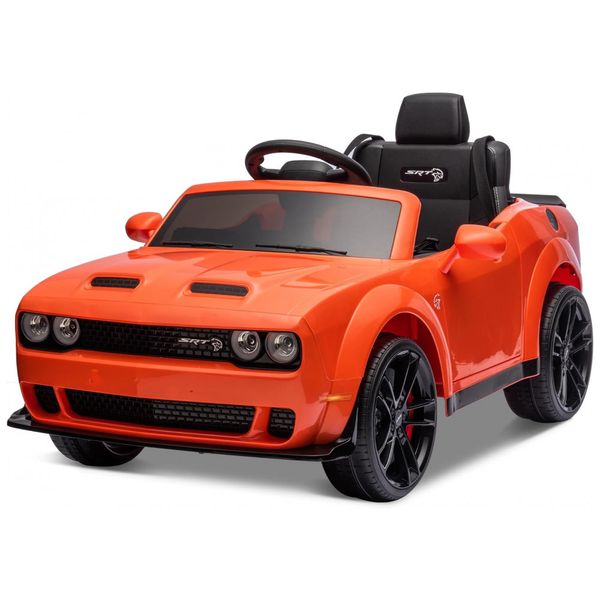 Carro Elétrico Infantil a Bateria com Controle Remoto, 3 Velocidades, Faróis LED, Bluetooth e Música, 12V, ENYOPRO Dodge Challenger, Laranja