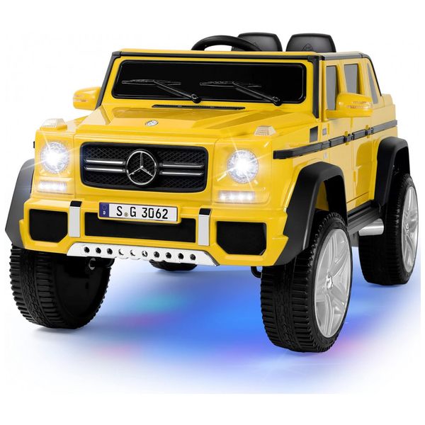 Carro Elétrico Infantil a Bateria com Controle Remoto de 2,4 GHz, 2 Motores, 3 Velocidades, Música, Buzina, Luzes LED, 12V, Fitnessclub