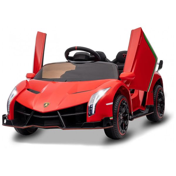 Carro Elétrico Infantil a Bateria com Controle Remoto, 3 Velocidades, Portas Hidráulicas, Faróis LED e Música, 12V, GAOMON Lamborghin, Vermelha