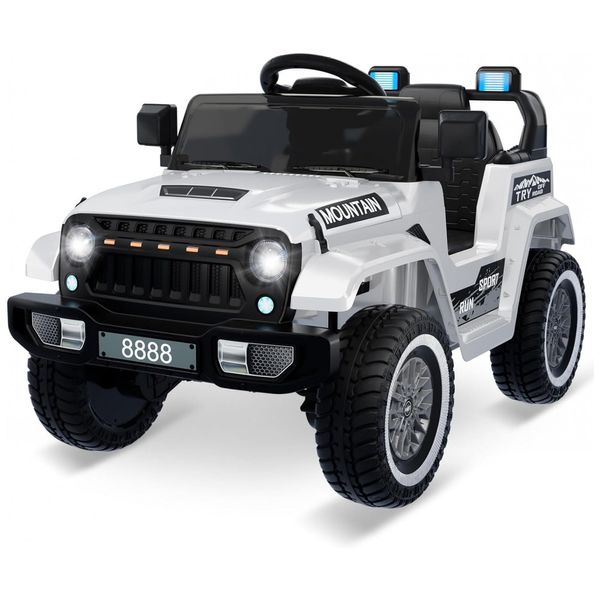 Carro Elétrico Infantil a Bateria com Controle Remoto, Suspensão de Mola e 3 Velocidades, 12V, GAOMON, Branco