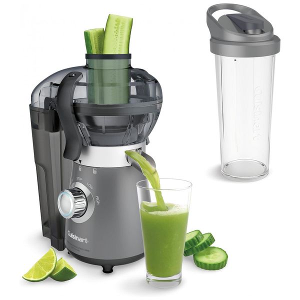 Centrífuga de Frutas 470mL em Aço Inoxidável com Indicadores em LED e Botão Giratório, 450W, Cuisinart, Prata