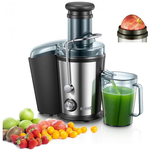 Centrífuga de Frutas 1,1L com Escova, 2 Velocidades e Anti Gotejamento, 110V 800W, Juilist, Prata
