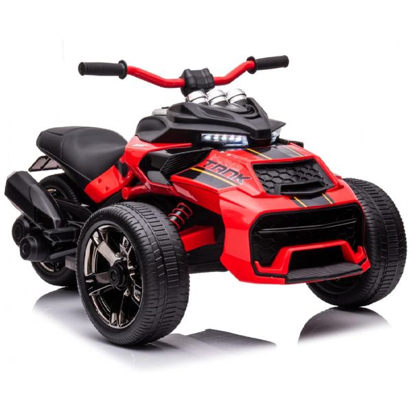 Moto Elétrica Triciclo Infantil com Pneu EVA Polimerizado de Plástico com Borracha, Luzes LED e Música, 24V, POSTACK, Vermelho