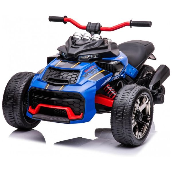 Moto Elétrica Triciclo Infantil com Pneu EVA Polimerizado de Plástico com Borracha, Luzes LED e Música, 24V, POSTACK, Azul