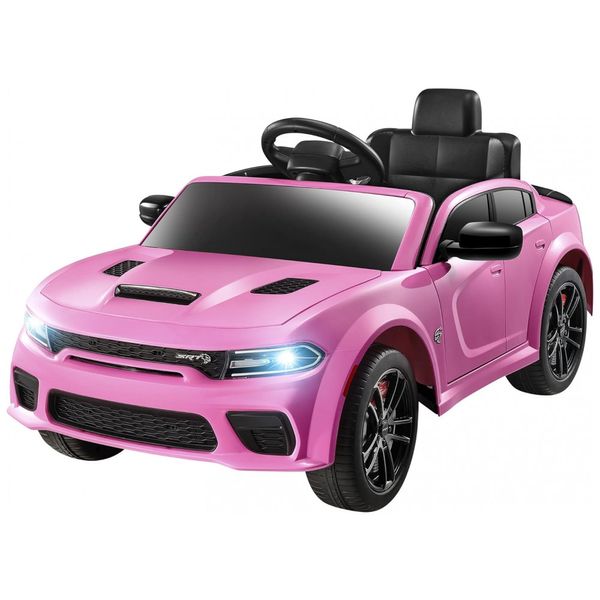 Carro Elétrico Infantil a Bateria com Controle Remoto, 3 Velocidades, Luzes LED e Música, 12V, ENYOPRO Dodge Charger licenciado SRT Hellcat, Rosa
