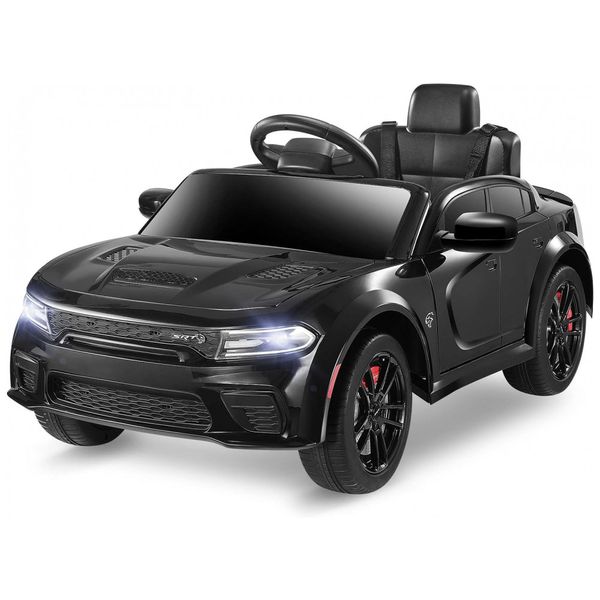 Carro Elétrico Infantil a Bateria com Controle Remoto, 3 Velocidades, Luzes LED e Música, 12V, ENYOPRO Dodge Charger licenciado SRT Hellcat, Preto