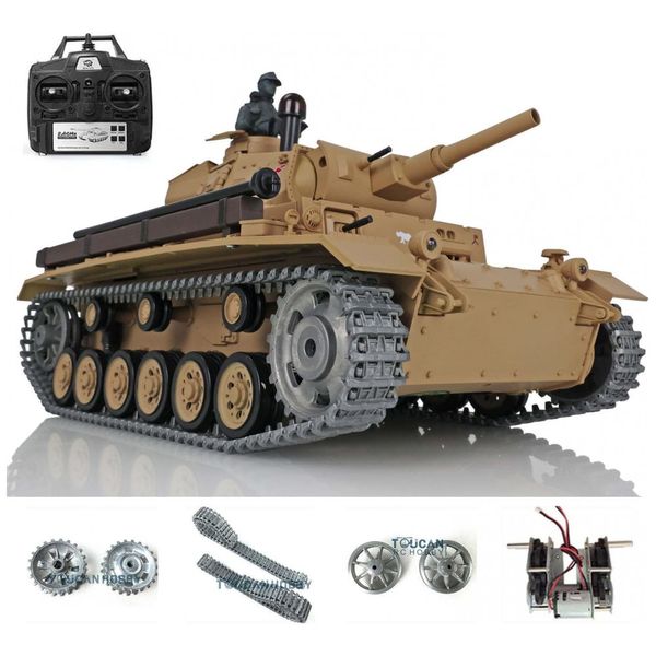 Tanque German Panzer III H RTR de Controle Remoto com Torre Giratória para Adultos, Wheelfun