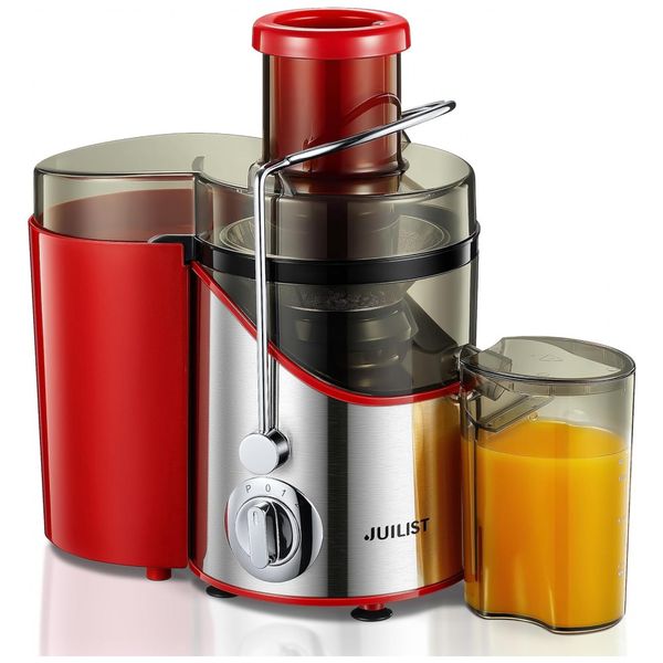 Centrífuga de Frutas 350mL com 3 Velocidades, Pés Antiderrapantes e Fácil de Limpar, 110V 400W, Juilist, Vermelho