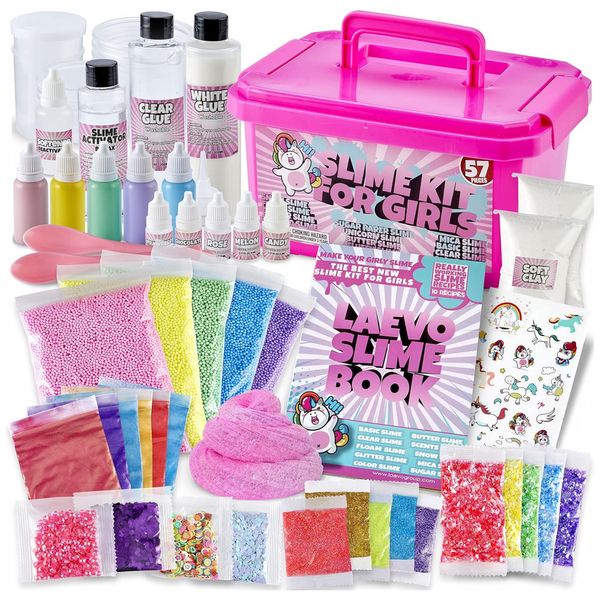 Kit de Slime de Unicórnio com 57 Acessórios Complementares Incluídos para Crianças de 5 Anos ou Mais, Laevo