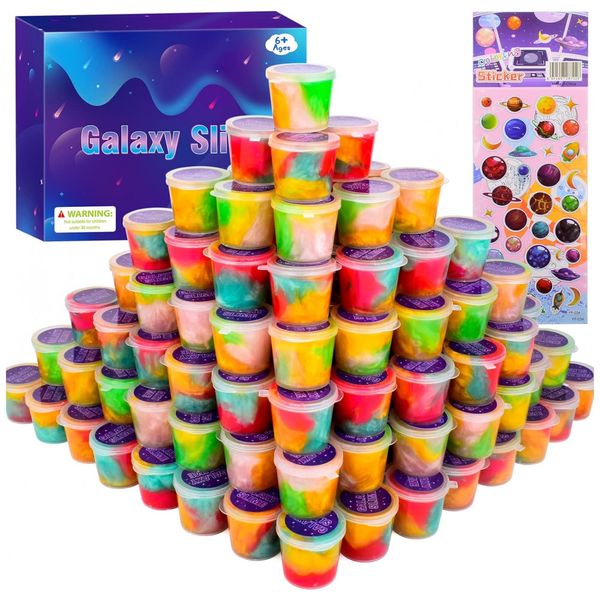 Kit de Slime de Galáxia com 68 Potes de 20g para Atividades Sensoriais, Idade Recomendada 10 a 12 Anos