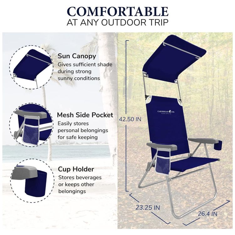 Cadeira-de-Praia-Dobravel-com-Encosto-Alto-e-Dossel-foto-2