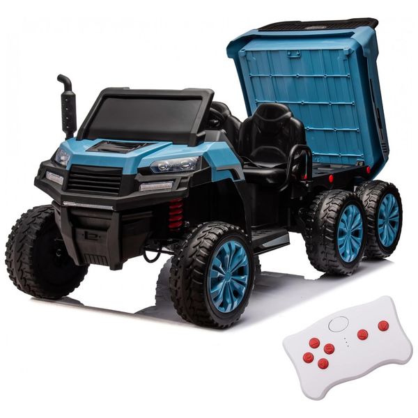 Caminhão Basculante Elétrico Infantil Off Road, 2 Lugares com Controle Remoto e Cama Basculante, 24V, LUIBAS, Azul