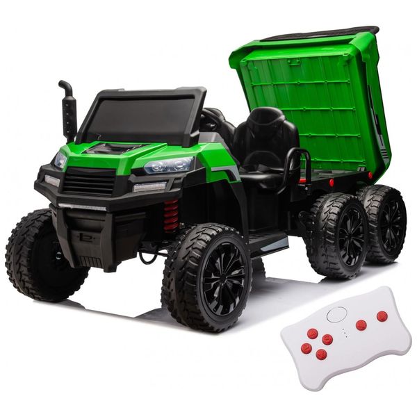 Caminhão Basculante Elétrico Infantil Off Road, 2 Lugares com Controle Remoto e Cama Basculante, 24V, LUIBAS, Verde