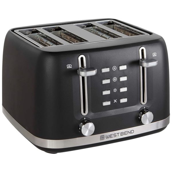 Torradeira 4 Fatias com 7 Níveis de Tostagem, Alavanca de Elevação Manual e Desligamento Automático, 1500W, West Bend, Preta