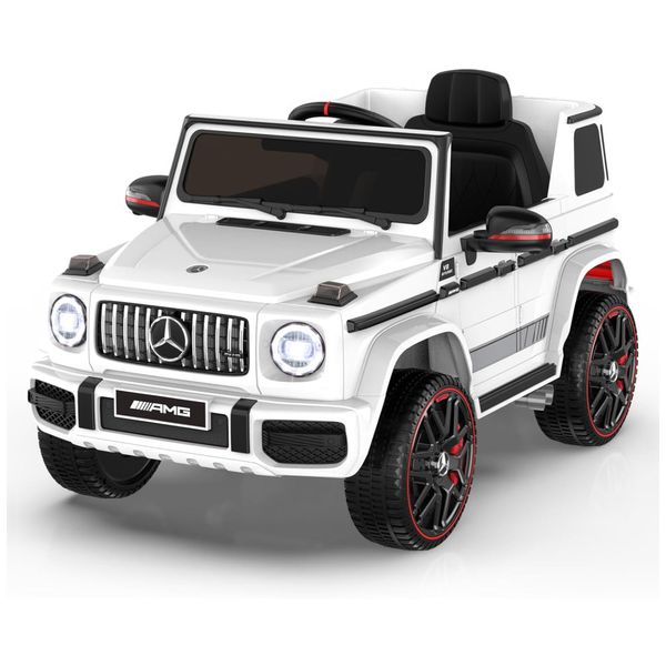 Carro Elétrico Infantil a Bateria com Controle Remoto, Farol LED, Reprodutor de Música e Buzina, 12V, ANPABO Mercedes-Benz G63, Branco