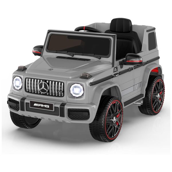 Carro Elétrico Infantil a Bateria com Controle Remoto, Farol LED, Reprodutor de Música e Buzina, 12V, ANPABO Mercedes-Benz G63, Cinza