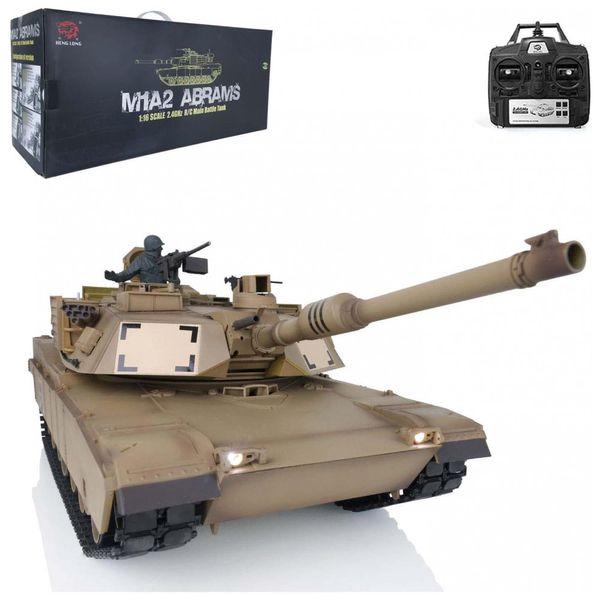 Tanque Militar de Controle Remoto M1A2 Abrams 3918 RTR, Escala 1:16, Heng Long.