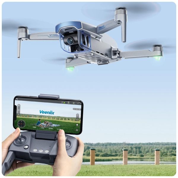 Mini Drone Aéreo com Câmera 4K, 60 Min de Voo, WiFi 5GHz, Retorno e Leveza, Veeniix, Cinza