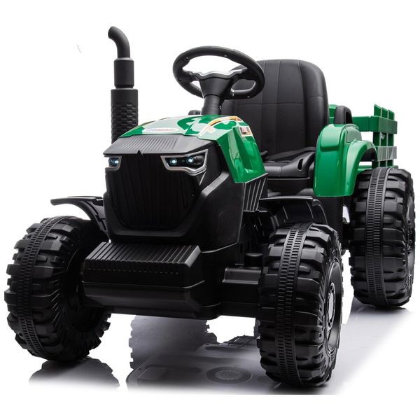 Trator Infantil Elétrico a Bateria 24V com Controle Remoto, Hikiddo, Verde