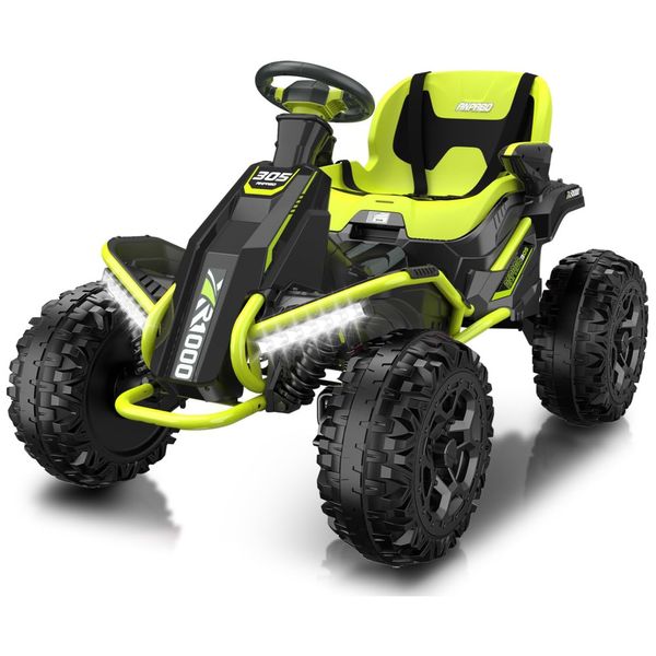Quadriciclo Elétrico infantil 4x4 24V com Controle Remoto para Pais, até 7,2 km/h, ANPABO, Verde