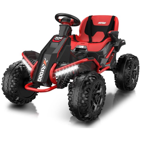 Quadriciclo Elétrico infantil 4x4 24V com Controle Remoto para Pais, até 7,2 km/h, ANPABO, Vermelho