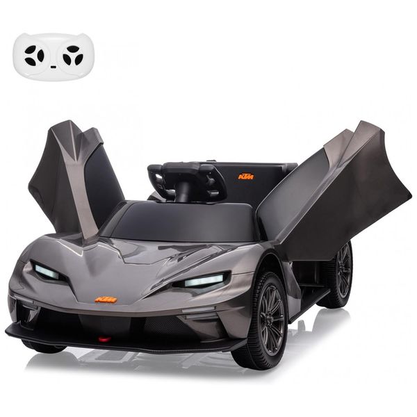 Carro Elétrico Infantil a Bateria com Controle Remoto, Som, 3 Velocidades, Luz LED, Porta de Tesoura e Cinto de Segurança, Nasitip KTM, Preto