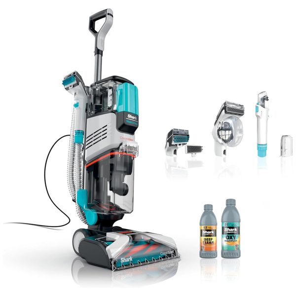 Extratora e Higienizadora de Carpetes e Estofados com Tecnologia StainStriker, 2 Produtos de Limpeza para Carpete, 110V, Shark EX201, Azul
