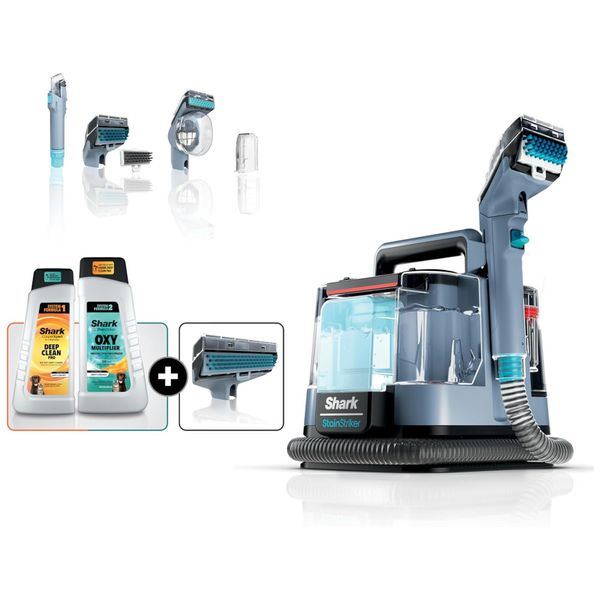Extratora e Higiniezadora de Carpetes e Estofados com Acessórios Bônus e Soluções de Limpeza, Shark PX202BRN StainStriker, Azul