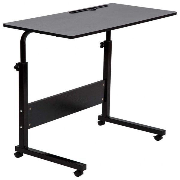 Mesa bandeja SIDUCAL, mesa cama lateral ajustável para sofá Mesa portátil com rodas Mesa sobreposta Carrinho para laptop, preto