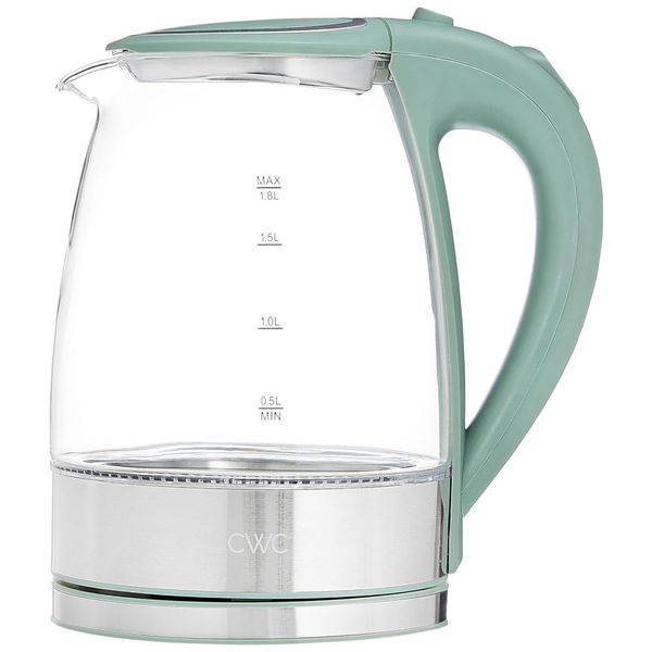 Chaleira Elétrica de Vidro 1,8L Fervura Rapida e Segura com Design Moderno e Pratico, Ideal para Cozinhar com Estilo, 1200W, COOK WITH COLOR, Verde